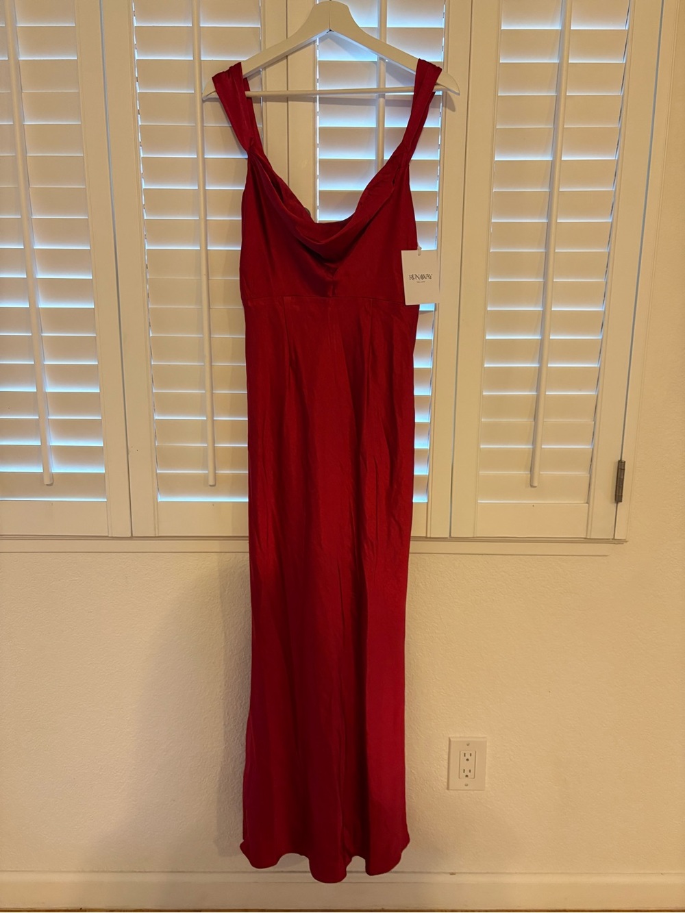 NWT Runway The Label Margot Red Satin Cowl Neck Dress - Picture 2 of 7
